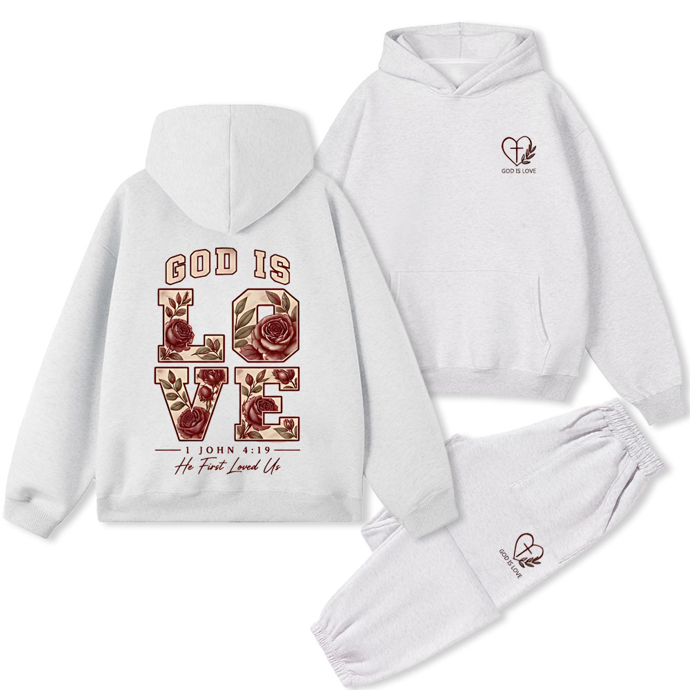 God Is Love Christian Premium Fleece Hoodie Set