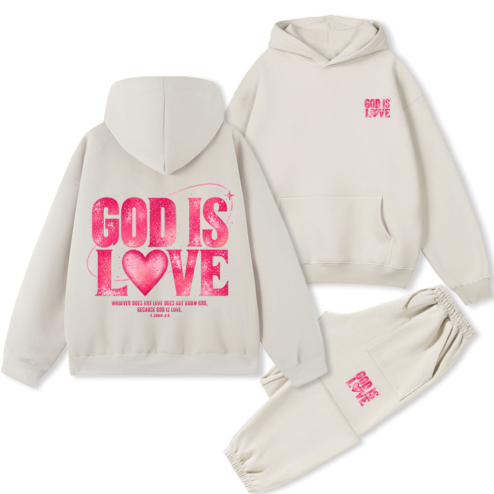 God Is Love Christian Premium Fleece Hoodie Set