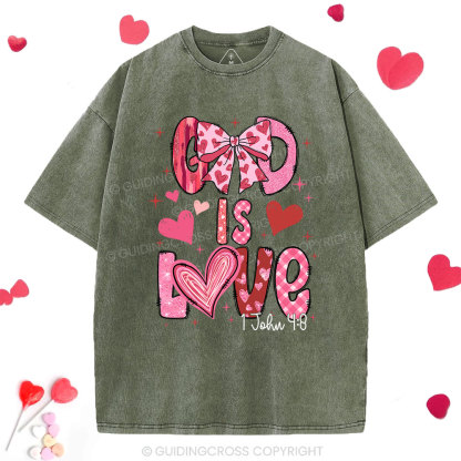 God Is Love  Christian Washed T-Shirt