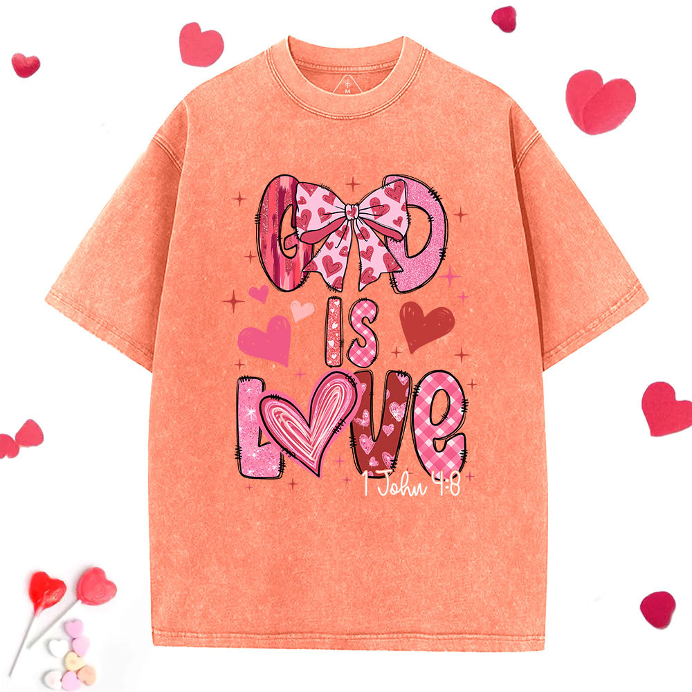 God Is Love  Christian Washed T-Shirt