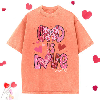 God Is Love  Christian Washed T-Shirt