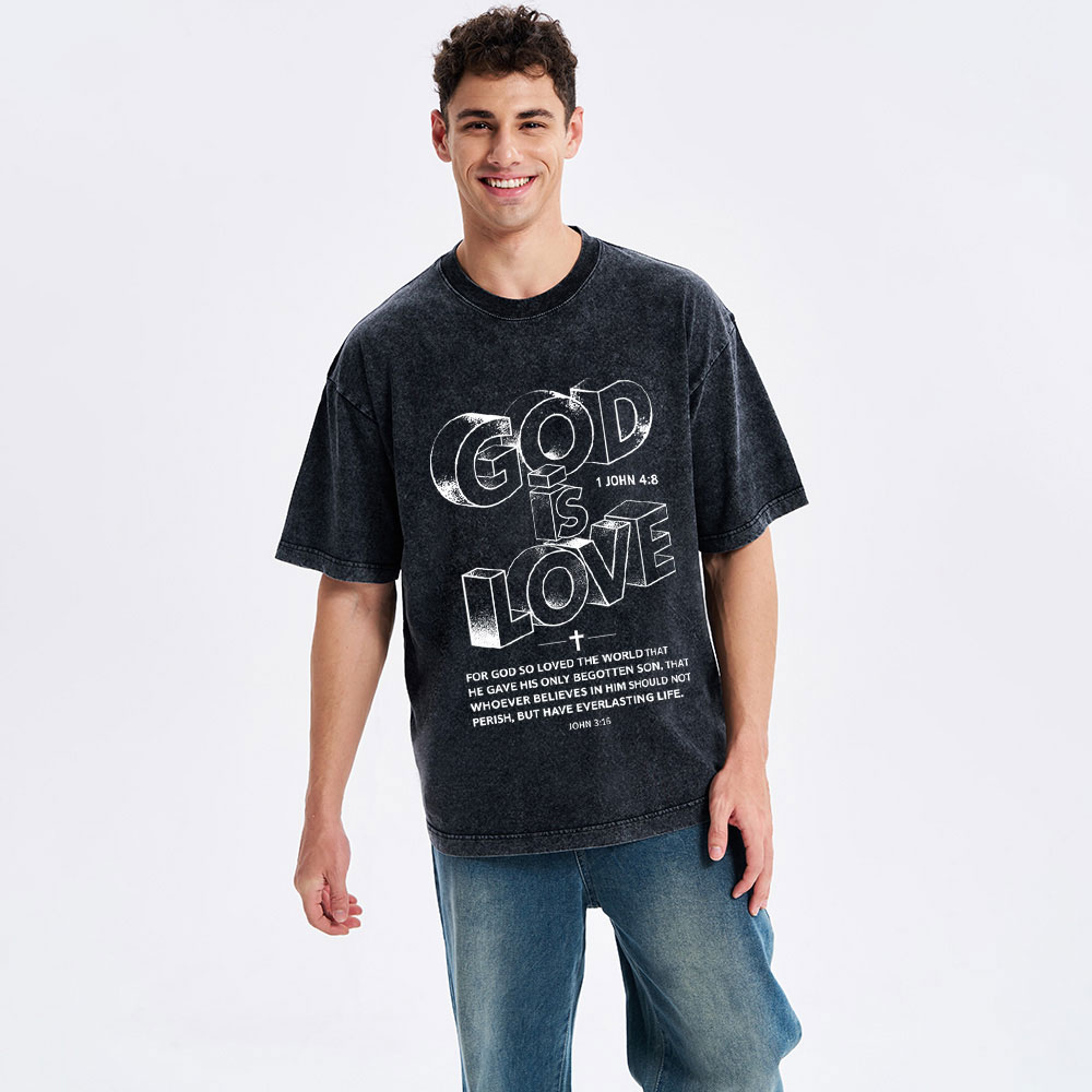 God Is Love Christian Washed T-Shirt