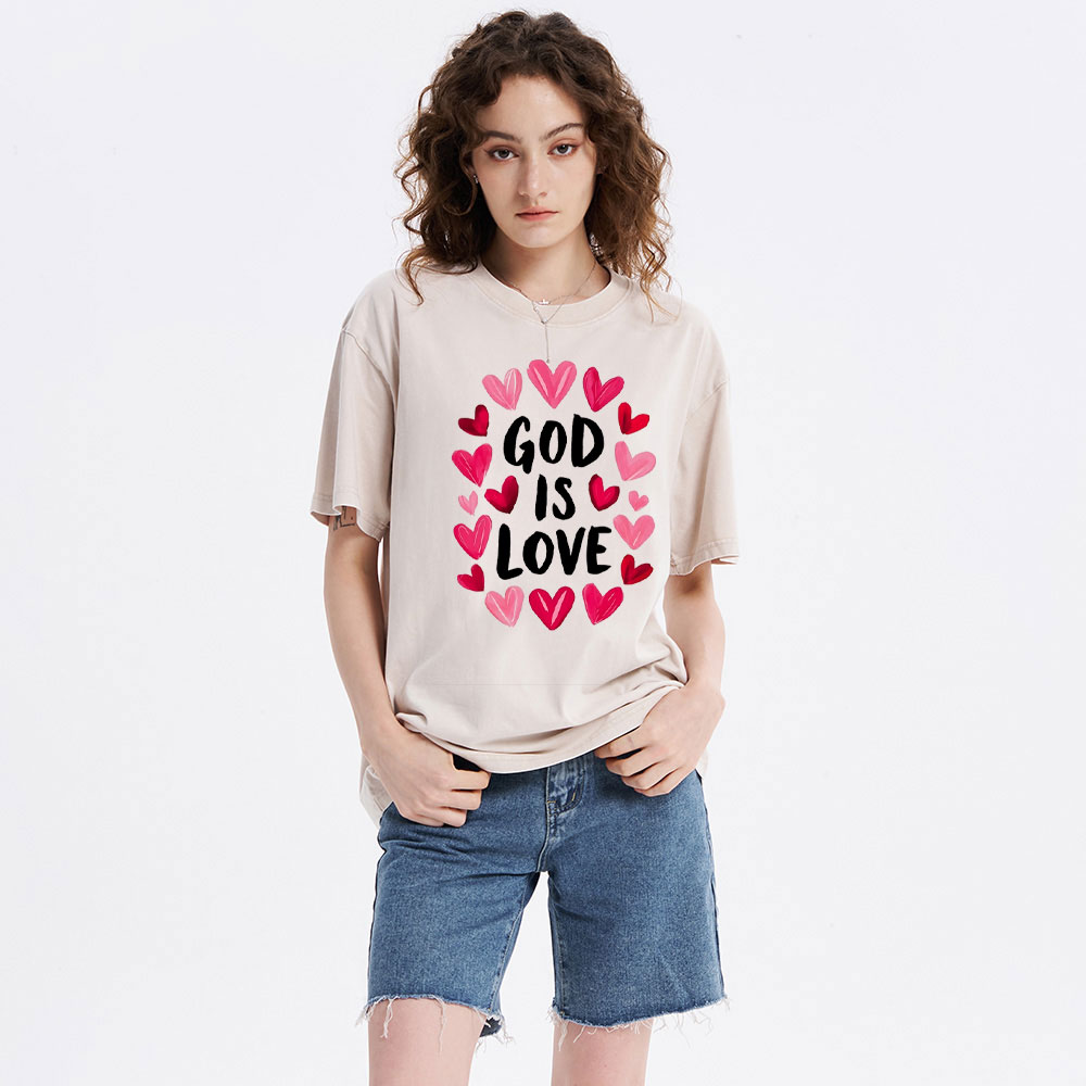 God Is Love Christian Washed T-Shirt 