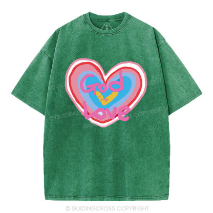God Is Love  Christian Washed T-Shirt
