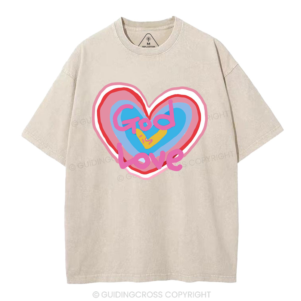 God Is Love  Christian Washed T-Shirt