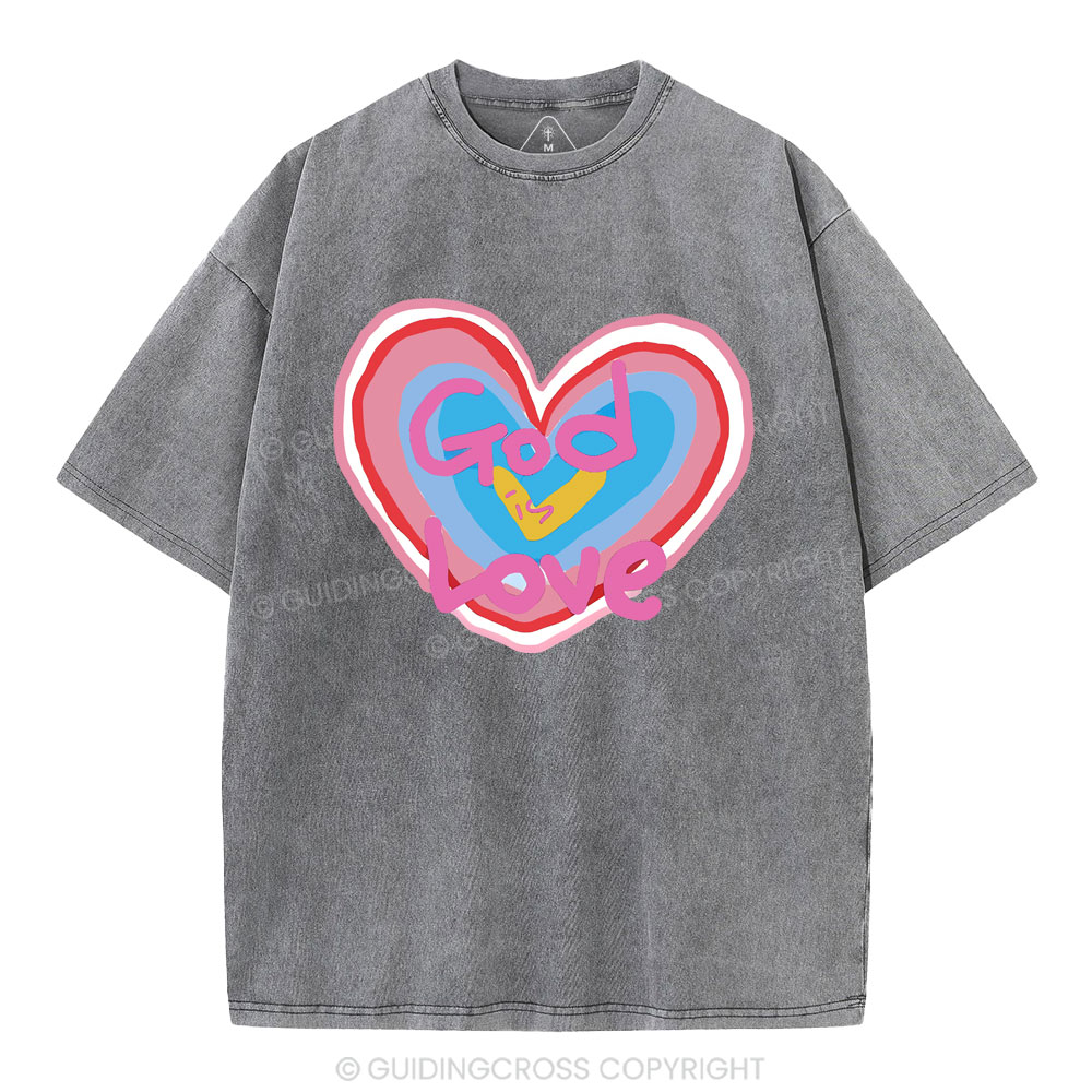 God Is Love  Christian Washed T-Shirt