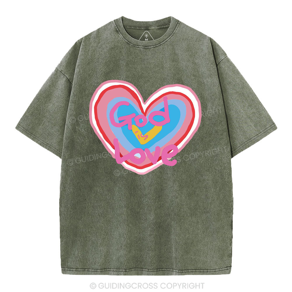 God Is Love  Christian Washed T-Shirt