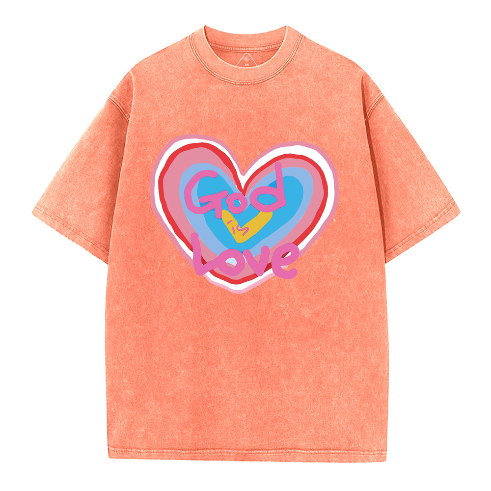 God Is Love  Christian Washed T-Shirt