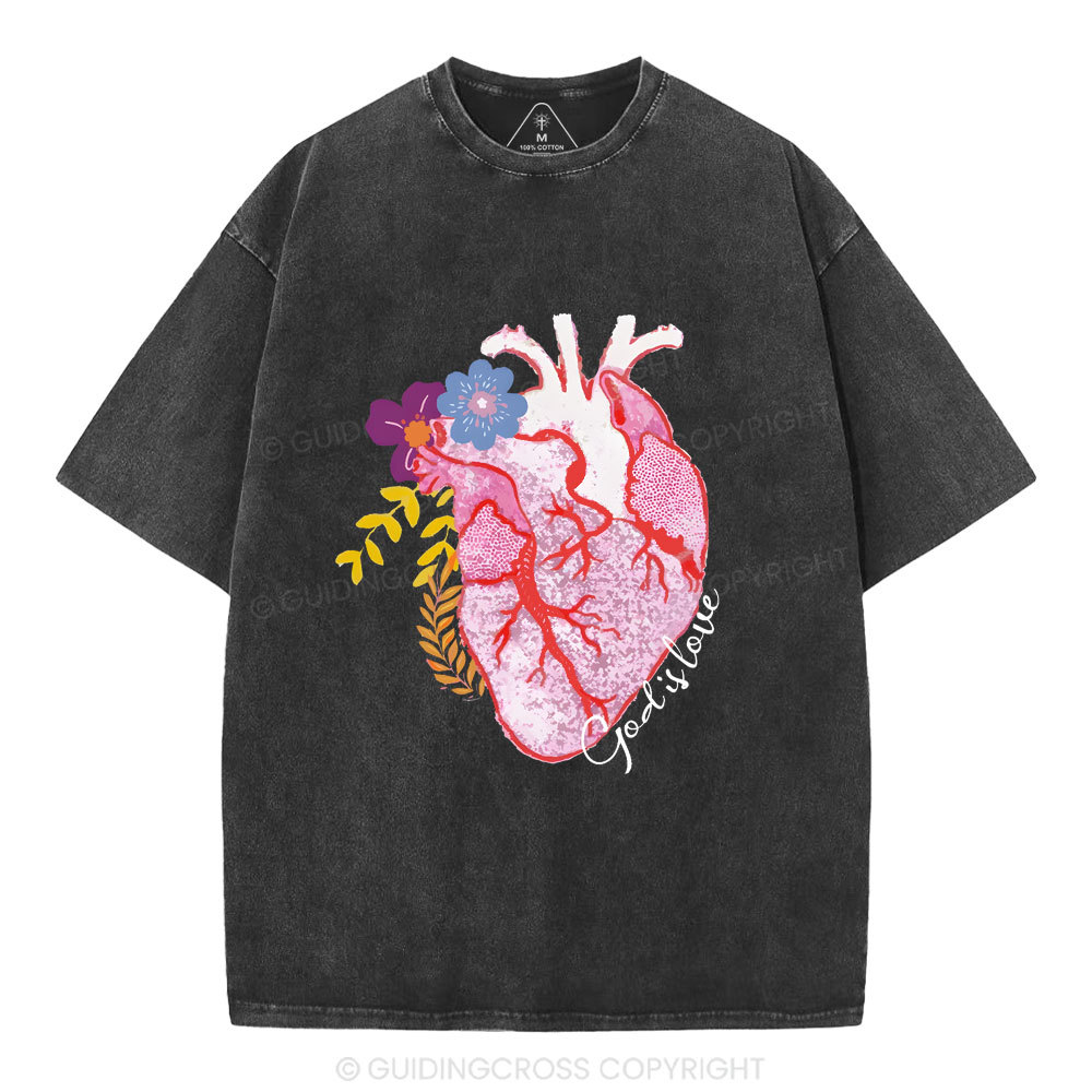 God Is Love  Christian Washed T-Shirt