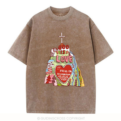 God Is Love  Christian washed T-Shirt