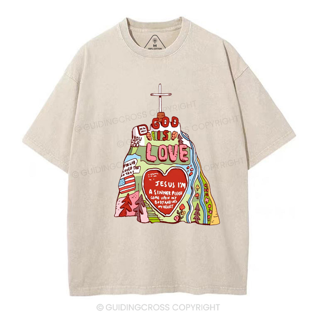 God Is Love  Christian washed T-Shirt