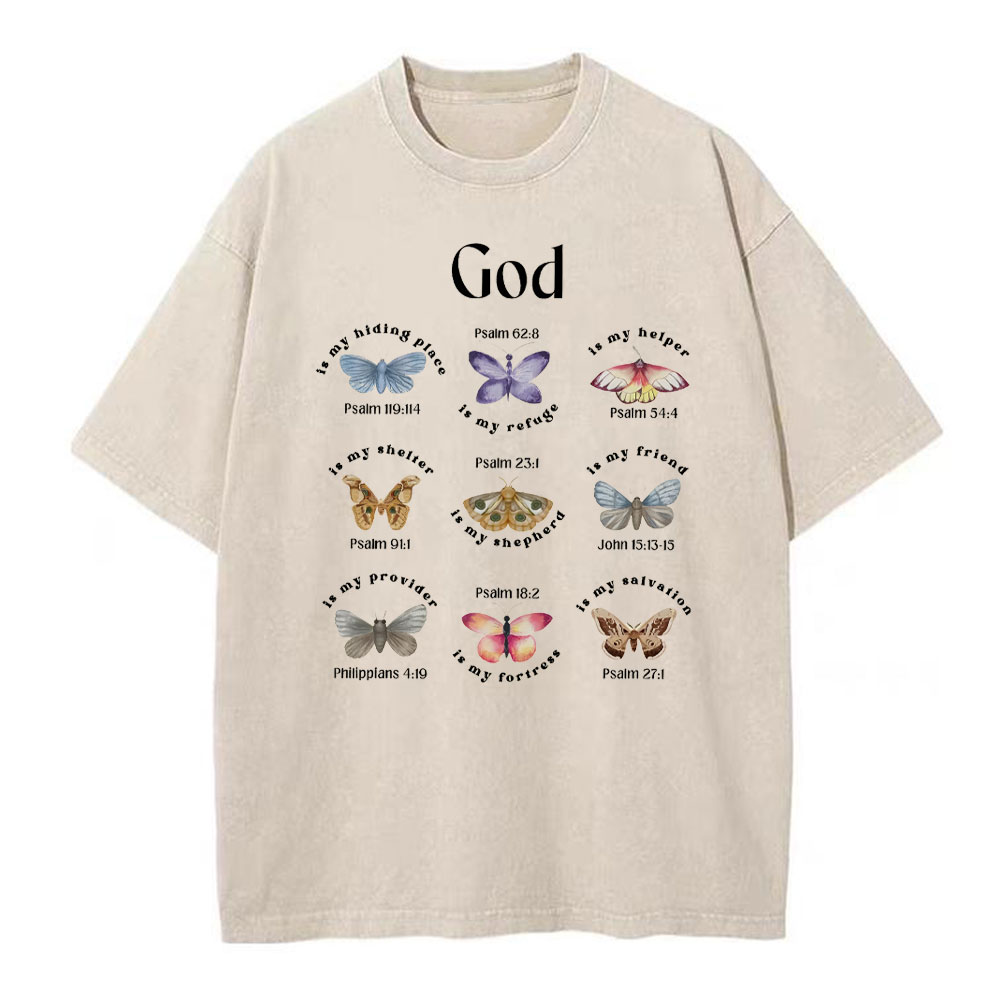 God Is My Hiding Place Christian Washed T-Shirt