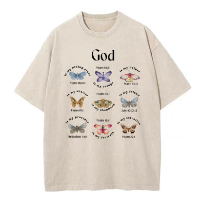 God Is My Hiding Place Christian Washed T-Shirt