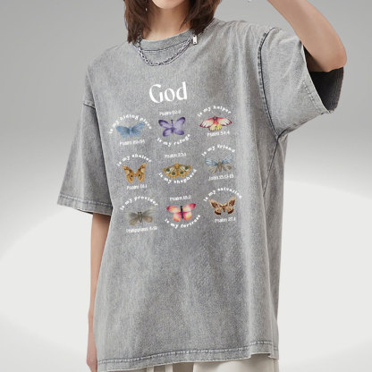 God Is My Hiding Place Christian Washed T-Shirt
