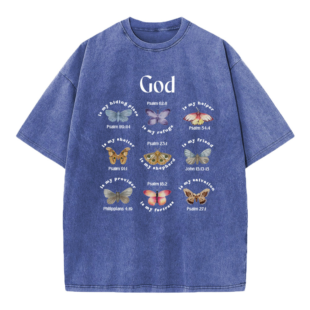 God Is My Hiding Place Christian Washed T-Shirt