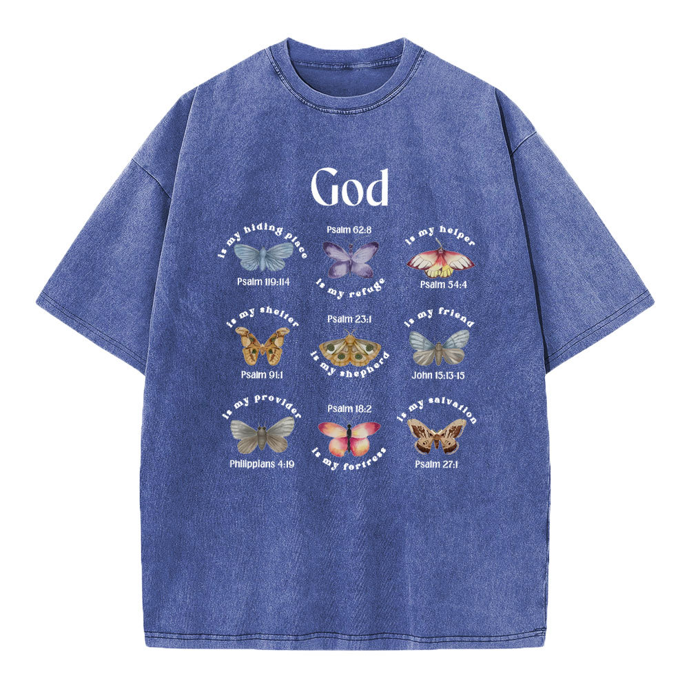 God Is My Hiding Place Christian Washed T-Shirt