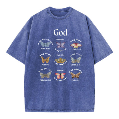 God Is My Hiding Place Christian Washed T-Shirt