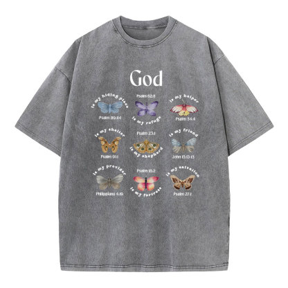 God Is My Hiding Place Christian Washed T-Shirt