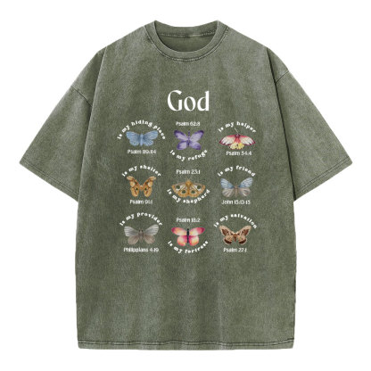 God Is My Hiding Place Christian Washed T-Shirt