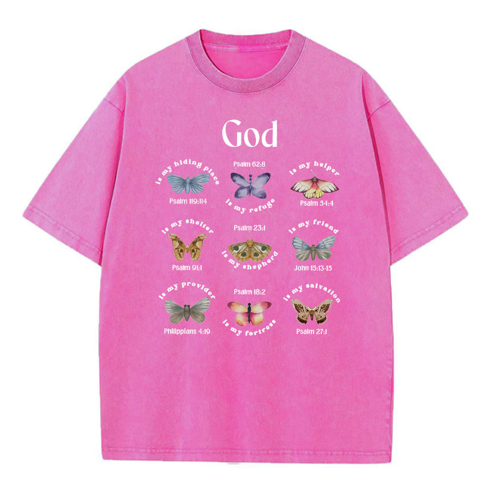 God Is My Hiding Place Christian Washed T-Shirt