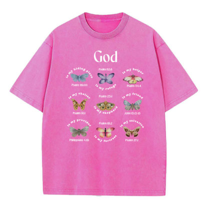 God Is My Hiding Place Christian Washed T-Shirt