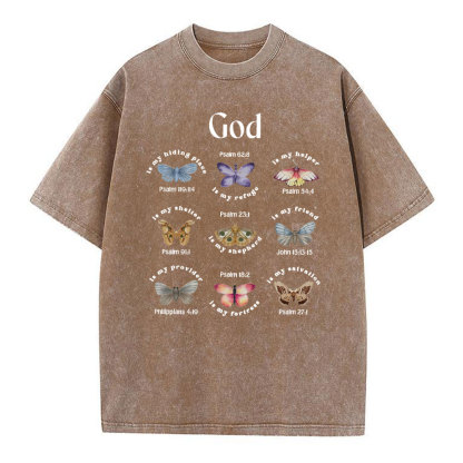 God Is My Hiding Place Christian Washed T-Shirt