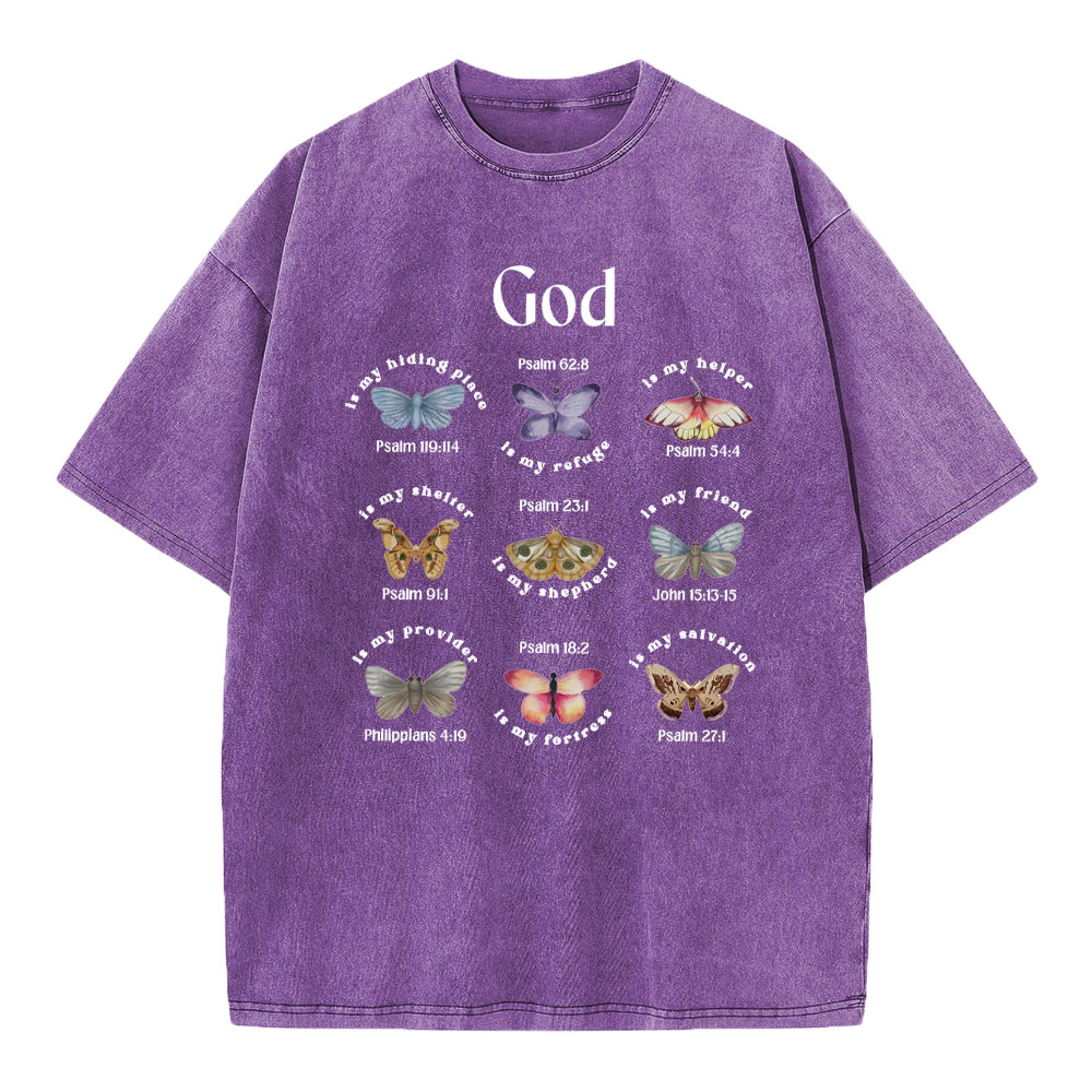 God Is My Hiding Place Christian Washed T-Shirt