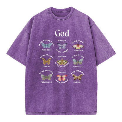 God Is My Hiding Place Christian Washed T-Shirt