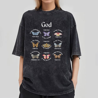 God Is My Hiding Place Christian Washed T-Shirt