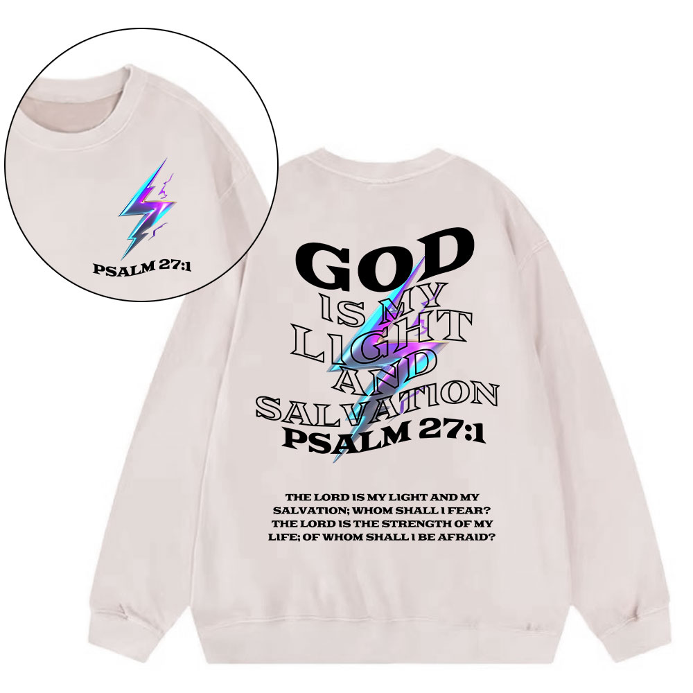 God Is My Light And Salvation Christian Washed Sweatshirt