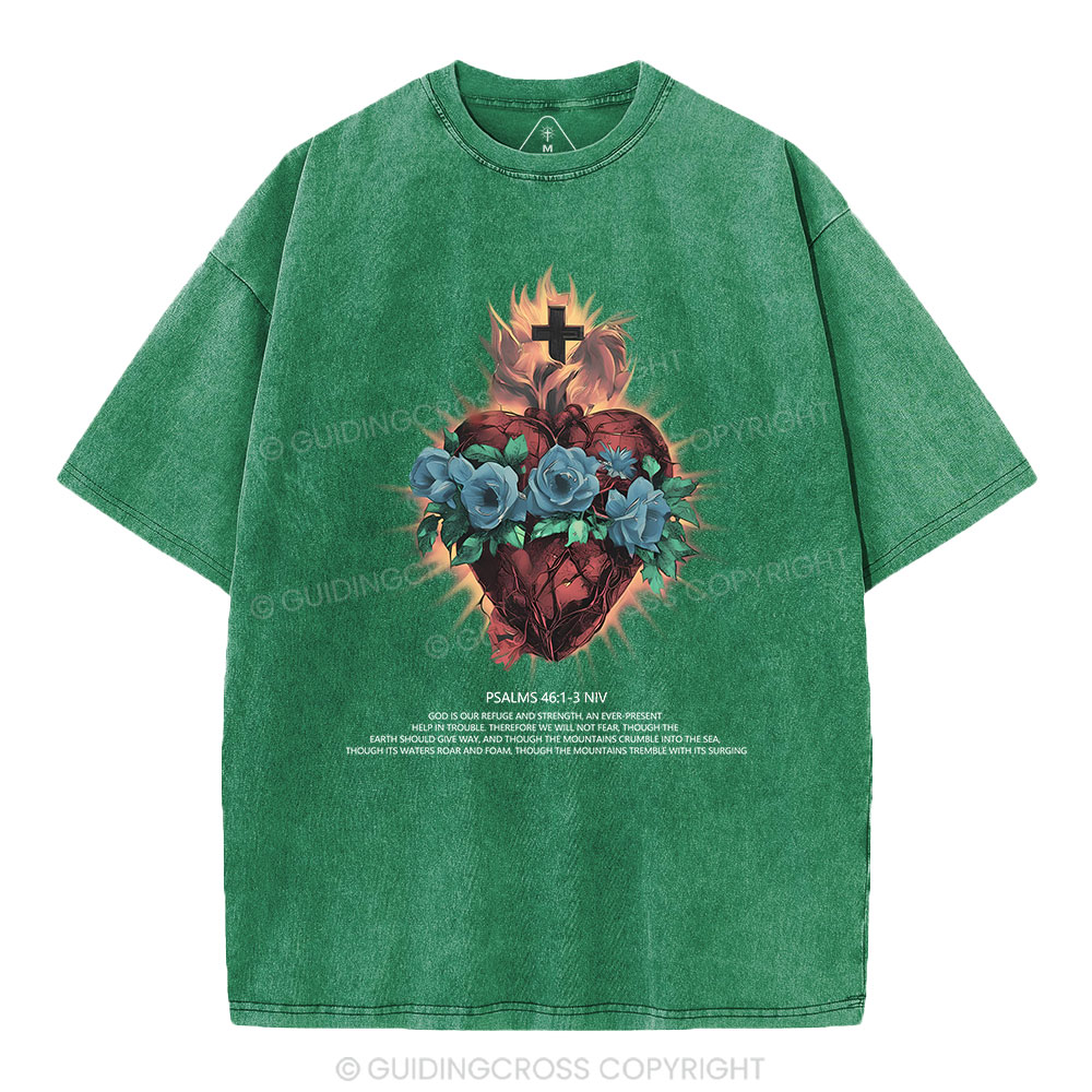 God Is Our Refuge And Strength Christian Washed T-Shirt