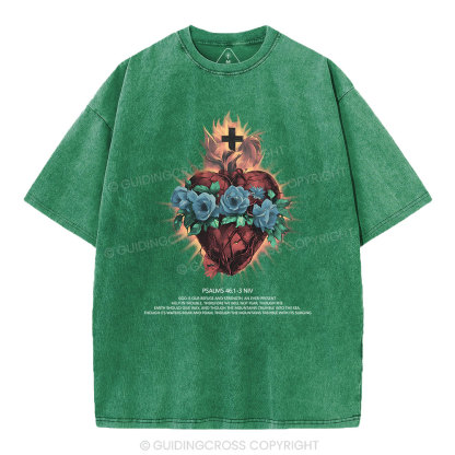 God Is Our Refuge And Strength Christian Washed T-Shirt