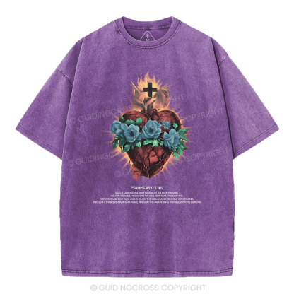 God Is Our Refuge And Strength Christian Washed T-Shirt