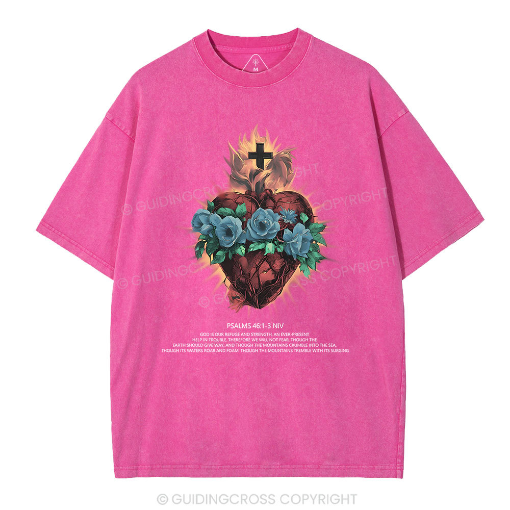 God Is Our Refuge And Strength Christian Washed T-Shirt