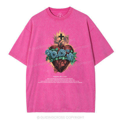 God Is Our Refuge And Strength Christian Washed T-Shirt
