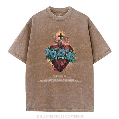 God Is Our Refuge And Strength Christian Washed T-Shirt