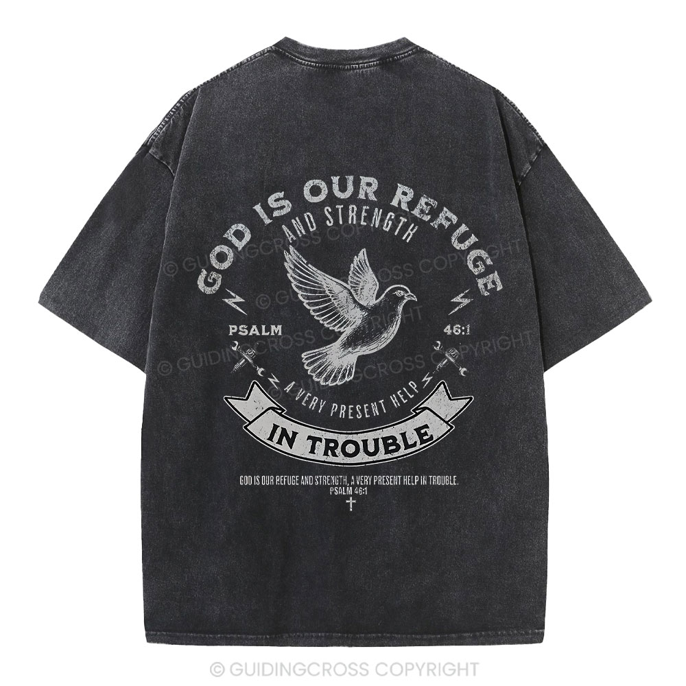 God Is Our Refuge Christian Washed T-Shirt 