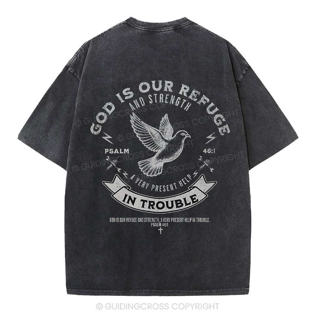 God Is Our Refuge Christian Washed T-Shirt 