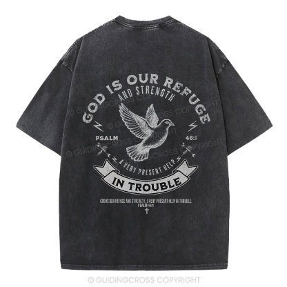God Is Our Refuge Christian Washed T-Shirt 