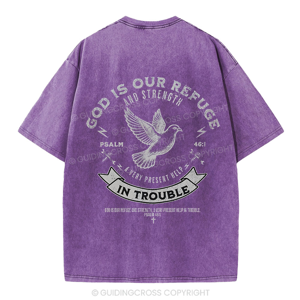 God Is Our Refuge Christian Washed T-Shirt 