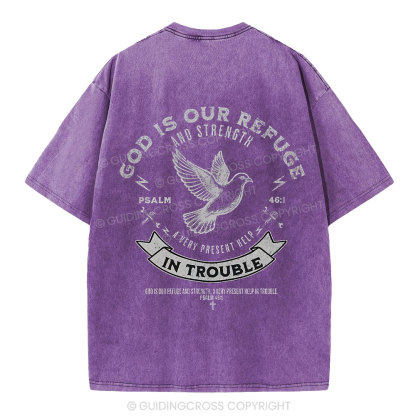 God Is Our Refuge Christian Washed T-Shirt 