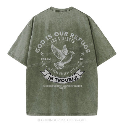 God Is Our Refuge Christian Washed T-Shirt 