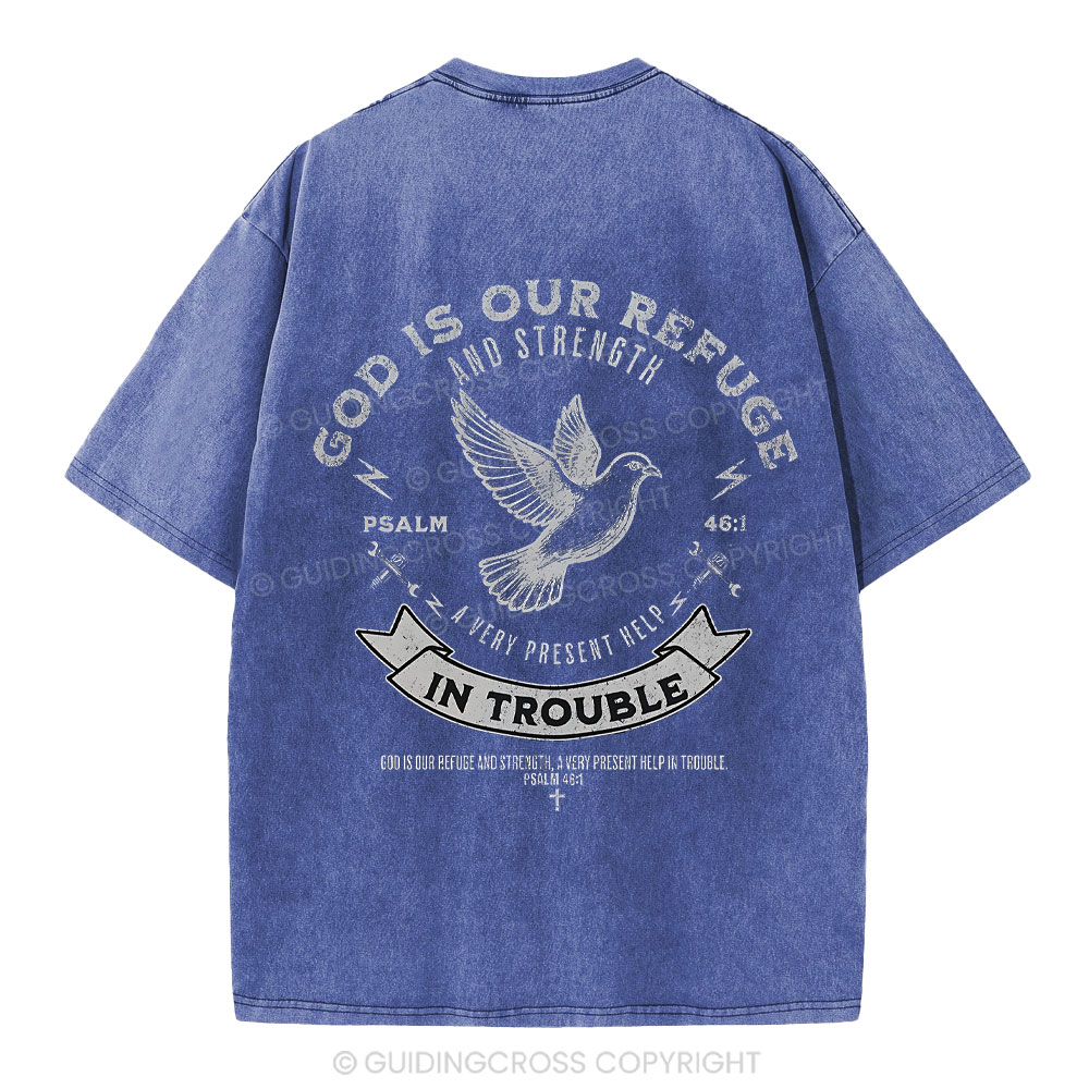 God Is Our Refuge Christian Washed T-Shirt 