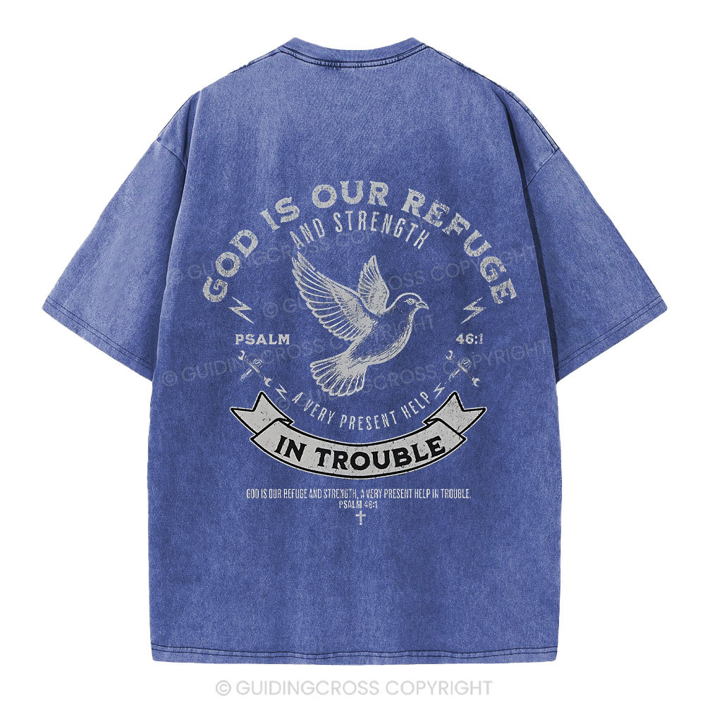 God Is Our Refuge Christian Washed T-Shirt 