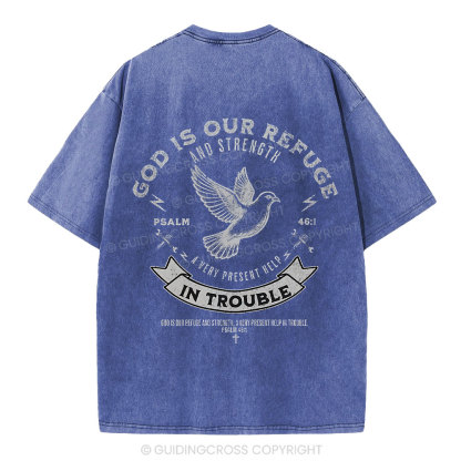 God Is Our Refuge Christian Washed T-Shirt 