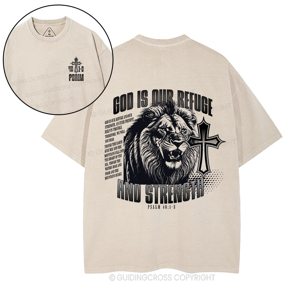 God Is Our Refuge Christian Washed T-Shirt