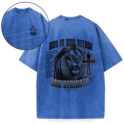 God Is Our Refuge Christian Washed T-Shirt