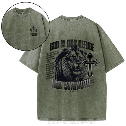 God Is Our Refuge Christian Washed T-Shirt