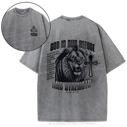 God Is Our Refuge Christian Washed T-Shirt