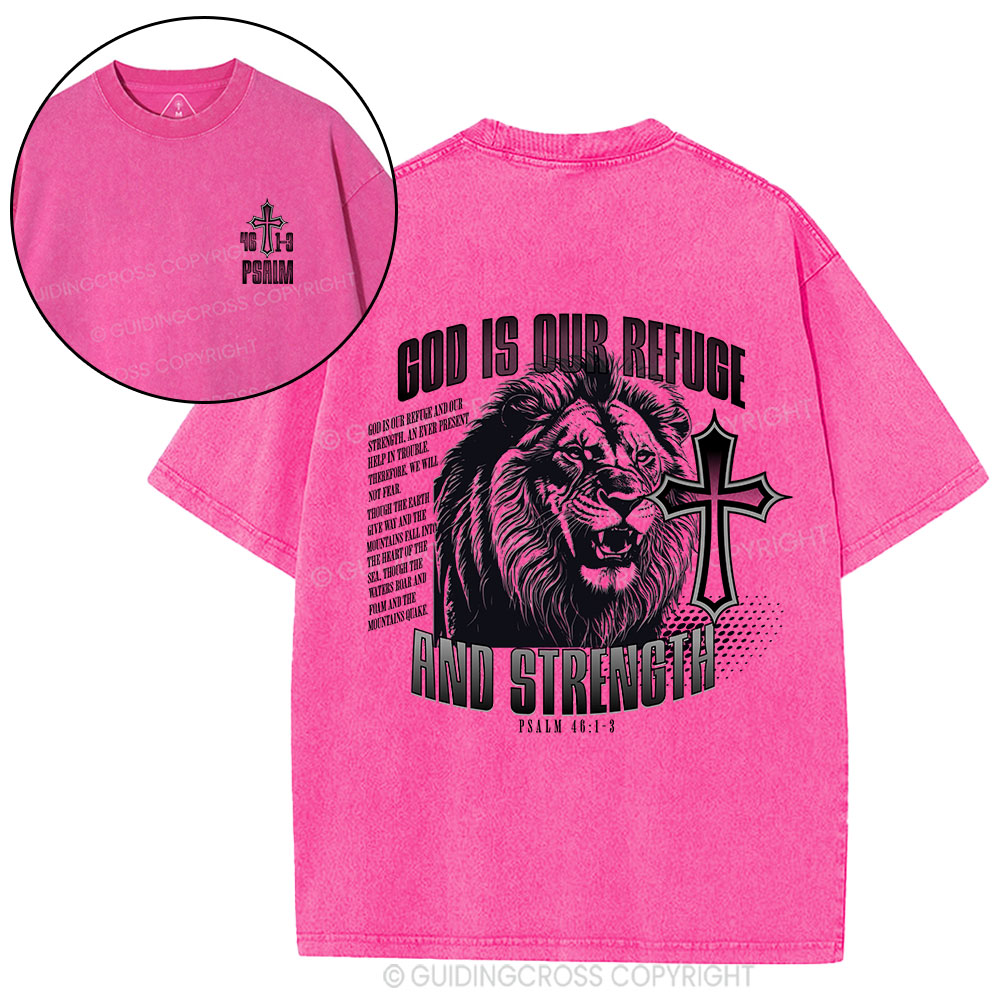 God Is Our Refuge Christian Washed T-Shirt
